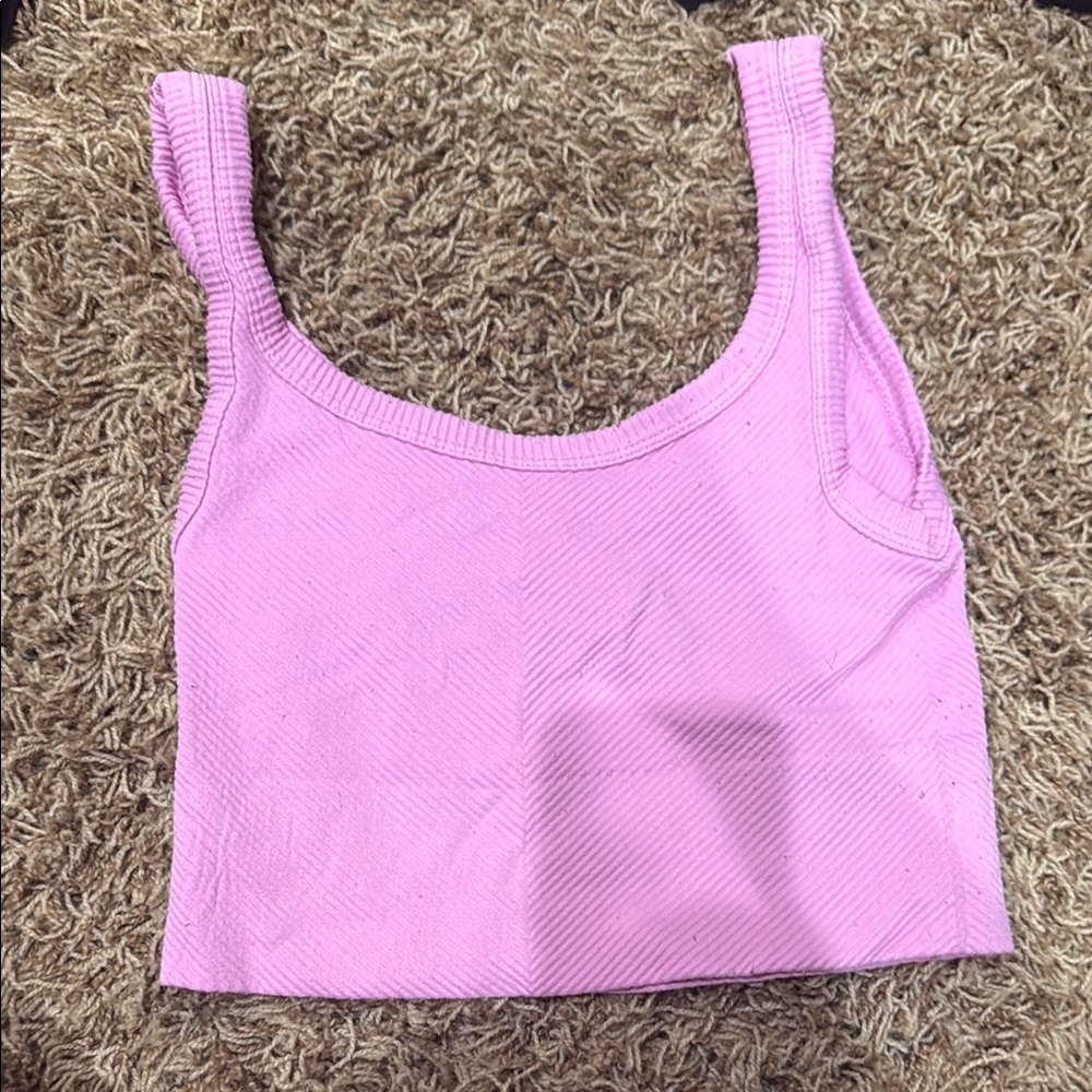 Pink Ribbed Crop Top
